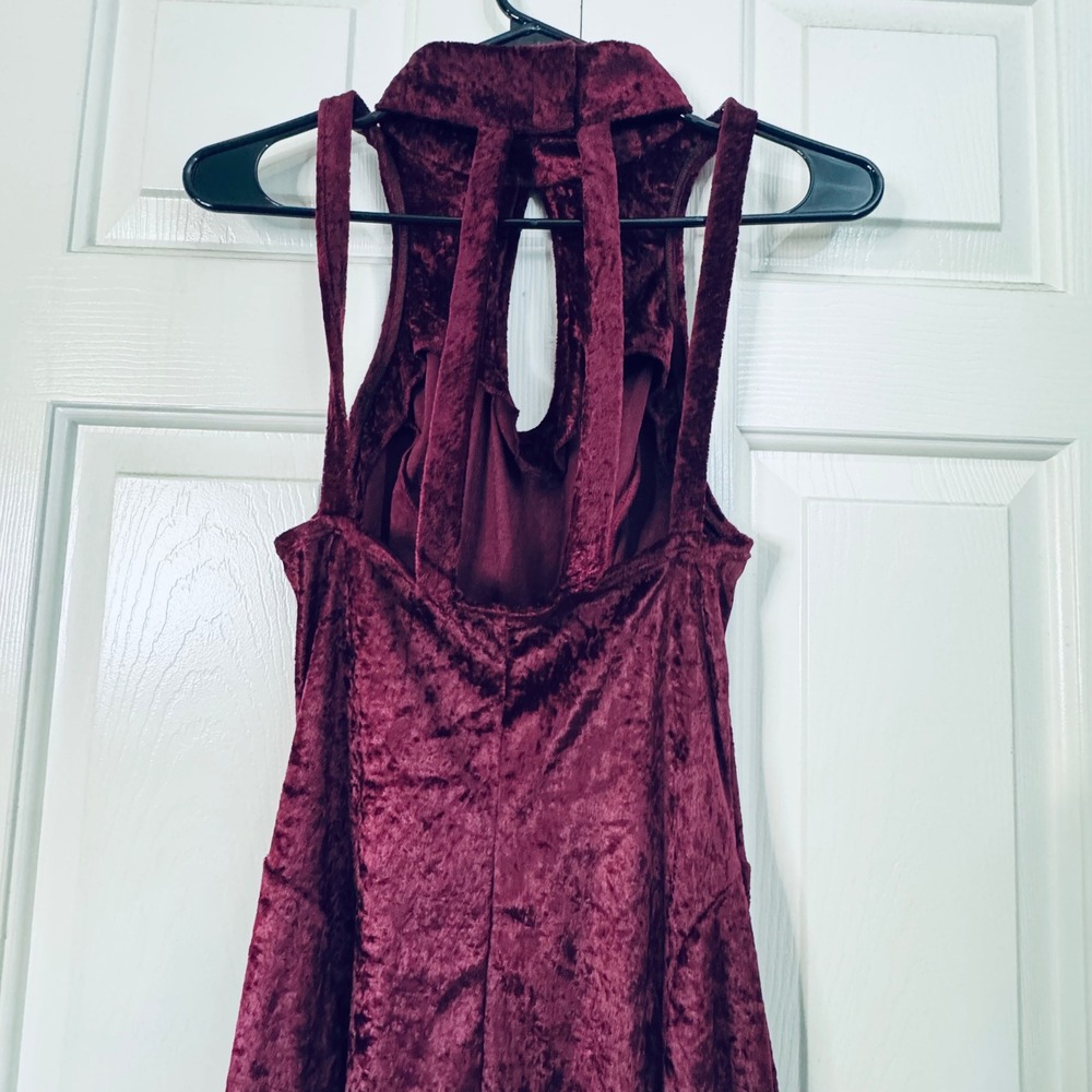 NWT VTG Carabella Y2K Crushed‎ Velvet High Neck Cutout Backless Midi Dress M - Picture 6 of 9